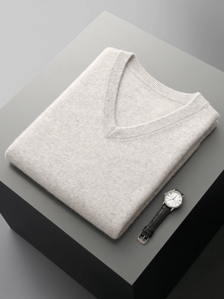 Autumn Winter Men's Wool Vests V-neck Sleeveless Pullover Sweater 100% Merino Wool Knitted Basic Smart Casual Cashmere Waistcoat