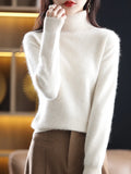 100% Mink Cashmere Turtleneck Sweater Women Solid Color Long Sleeve Top Autumn Winter Fashion Knit Female Warm Pullover Jumper