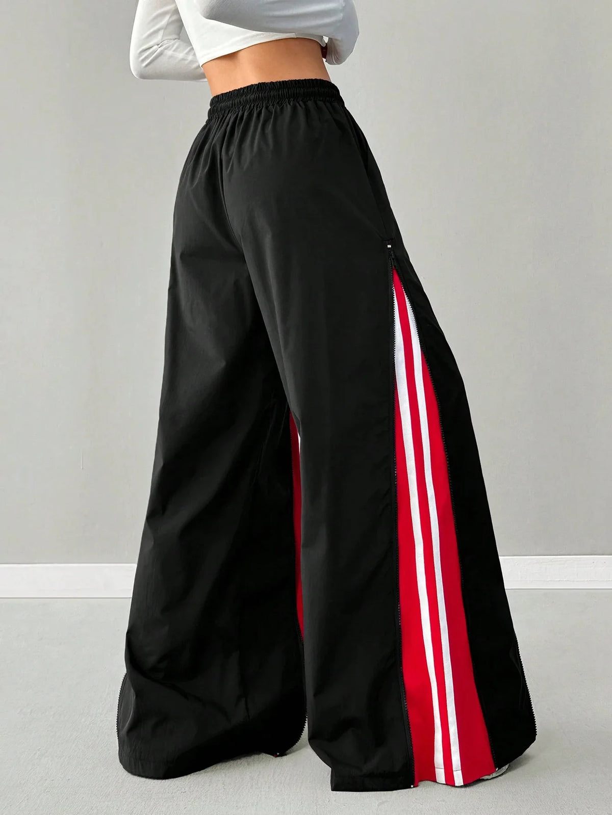 25 year old girl hip-hop and street dance costumes, cool jazz stage costumes, K-pop performance pants, multi zipper design, loos