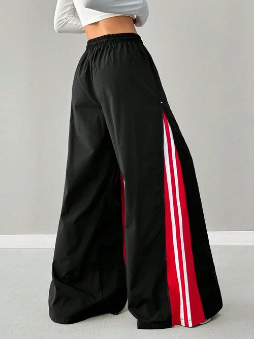 25 year old girl hip-hop and street dance costumes, cool jazz stage costumes, K-pop performance pants, multi zipper design, loos