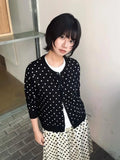 Tonngirls Korean Style Sweater Women Knit Dot Black Cardigan Y2k Japanses 2000s Tops Streetwear Fairycore Pullovers E-girls